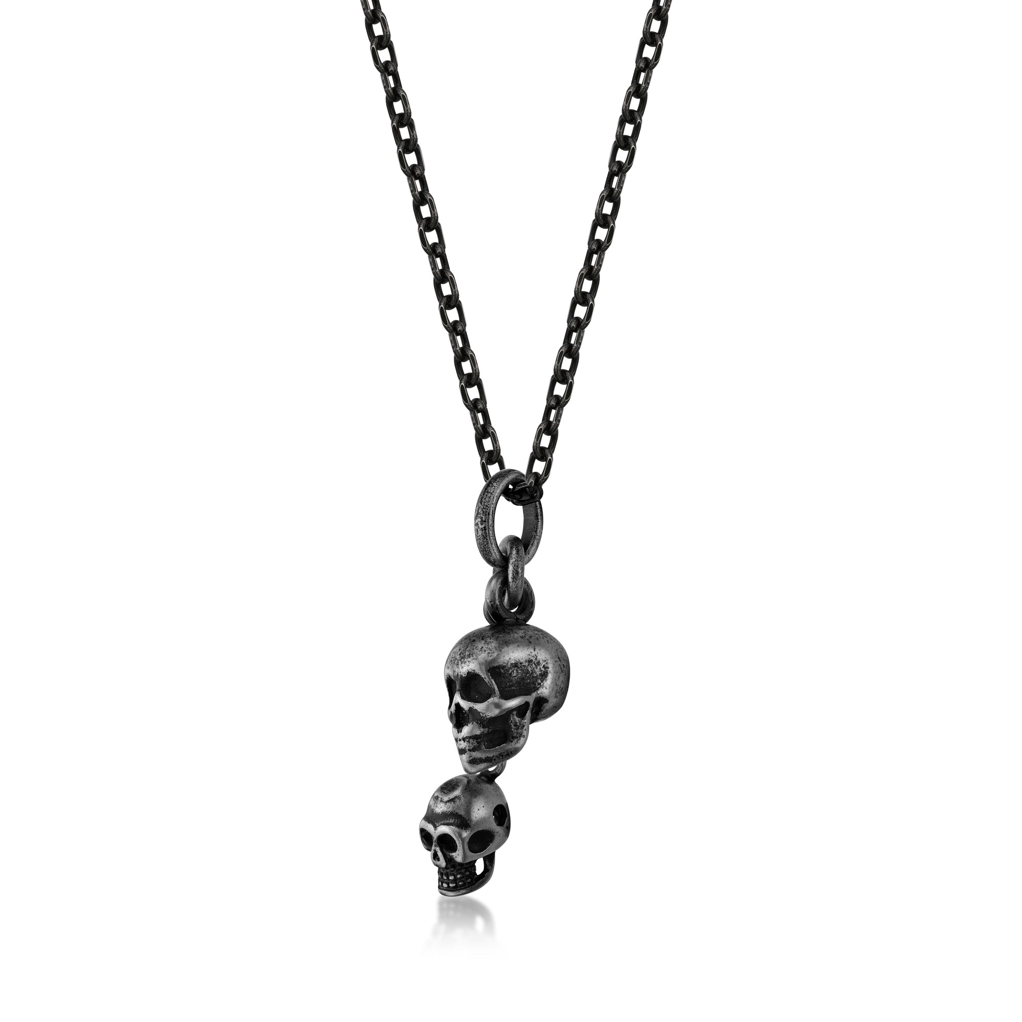 Double Skull Pendant Necklace