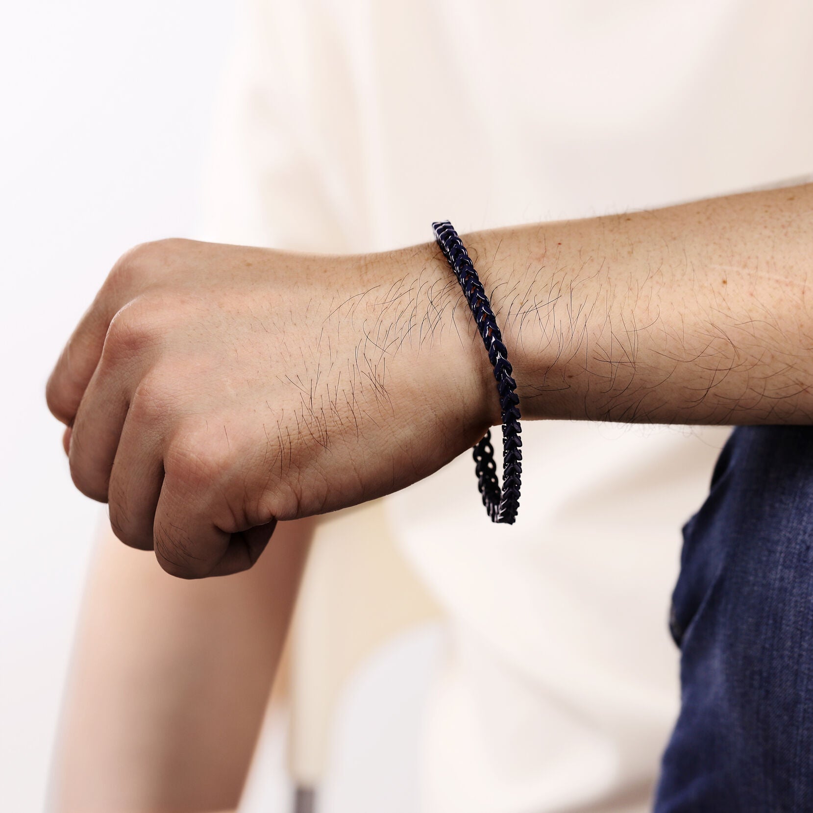 Blue Acrylic Franco Chain Bracelet