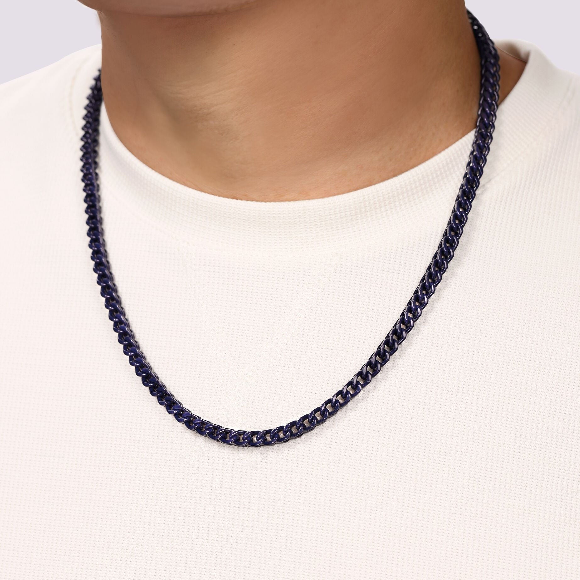 Blue Acrylic Franco Chain Necklace