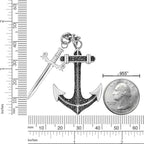 Anchor and Sword Black CZ Pendant