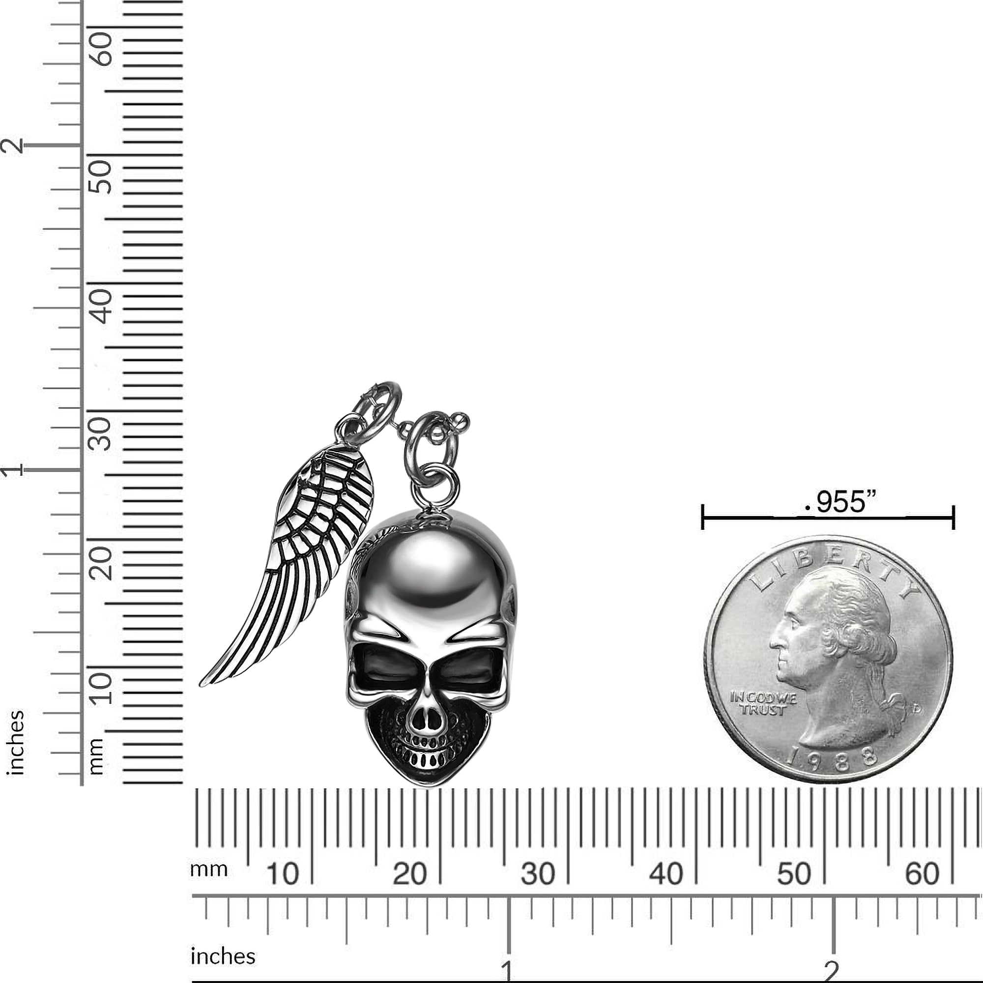 Skull and Angel Wing Pendant