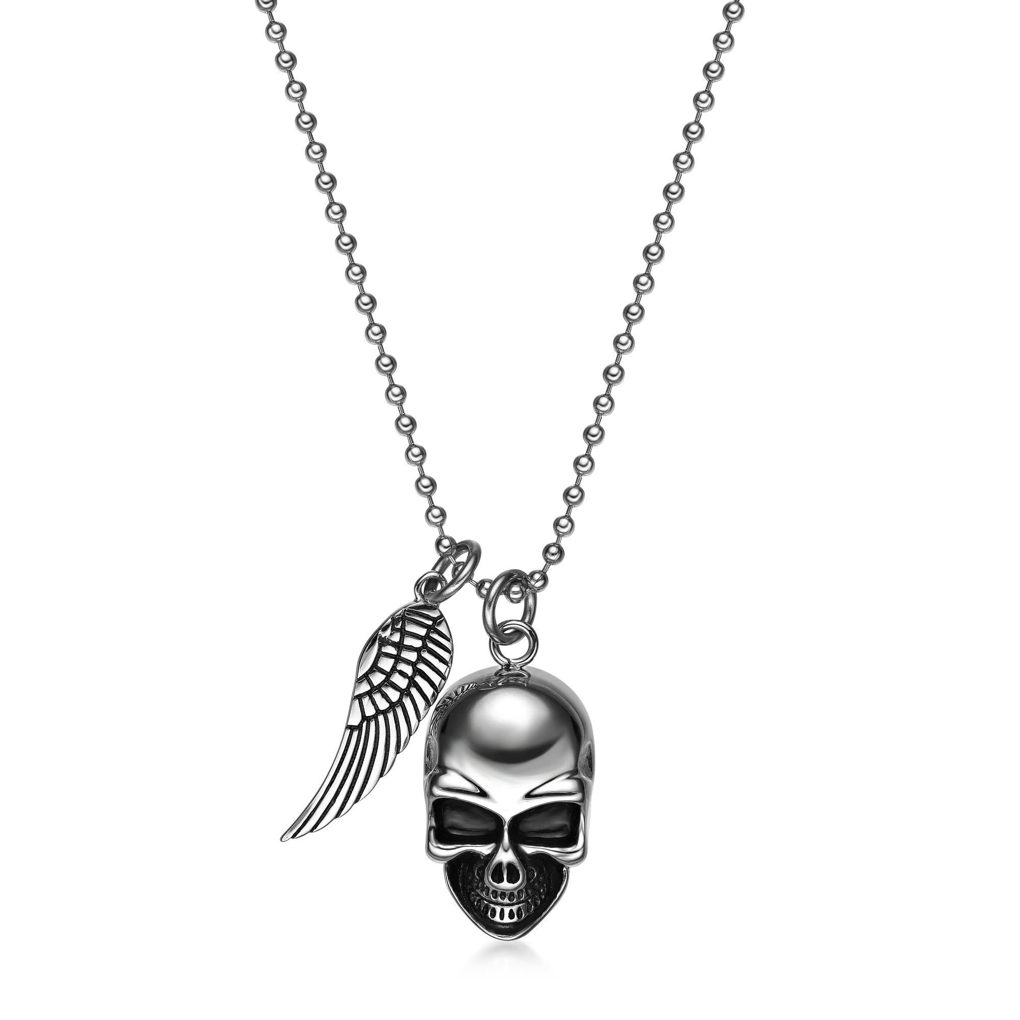 Skull and Angel Wing Pendant