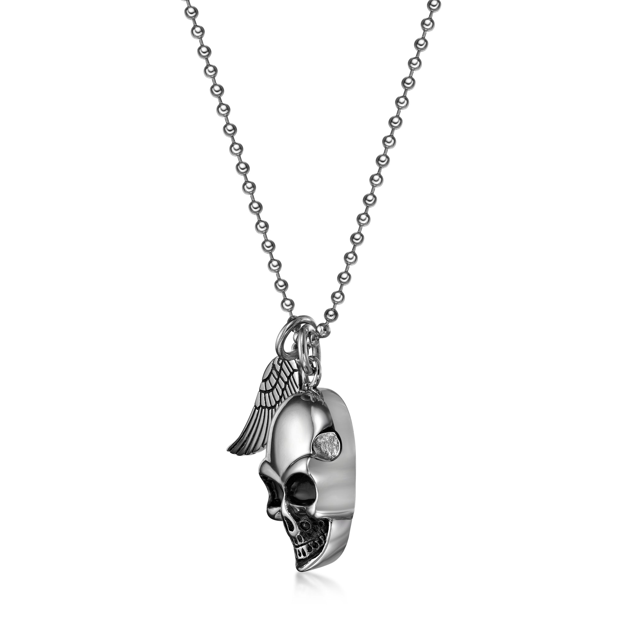 Skull and Angel Wing Pendant