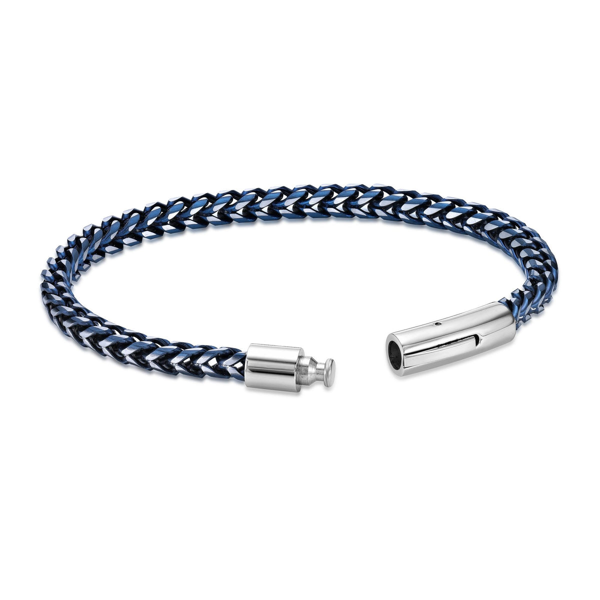 Men's Blue Ion Plated Stainless Steel Curb Bracelet, 8.5