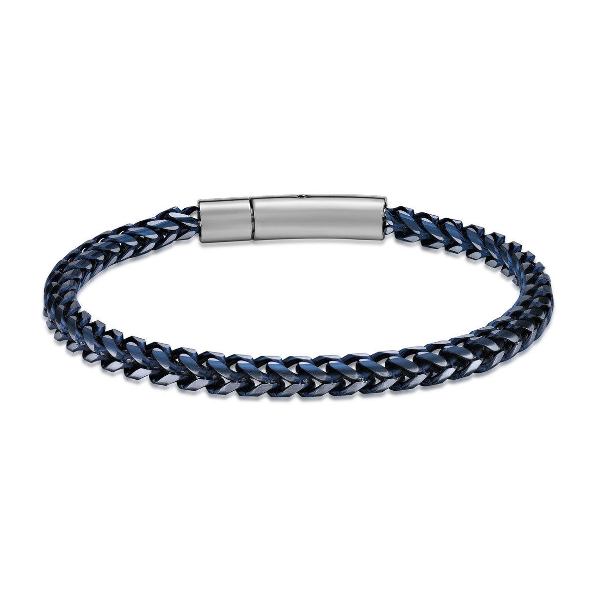 Men's Blue Ion Plated Stainless Steel Curb Bracelet, 8.5