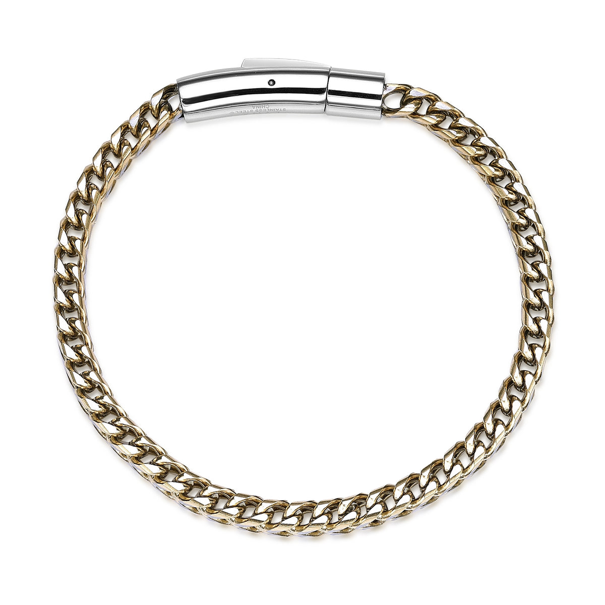 Men's Gold Ion Plated Stainless Steel Curb Bracelet, 8.5