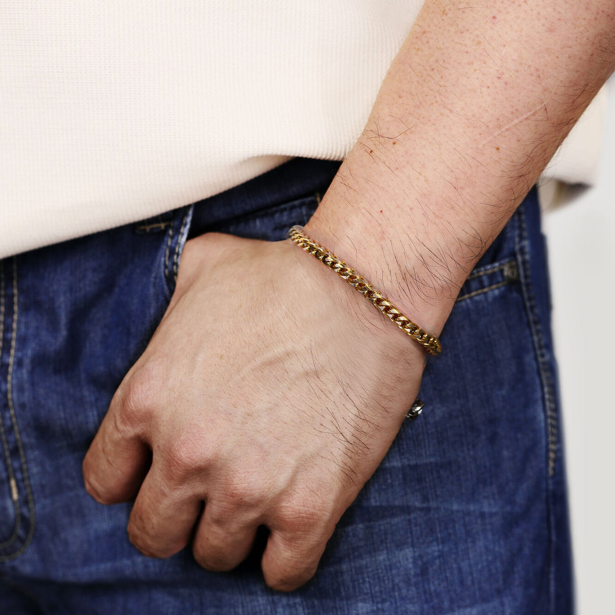 Men's Gold Ion Plated Stainless Steel Curb Bracelet, 8.5