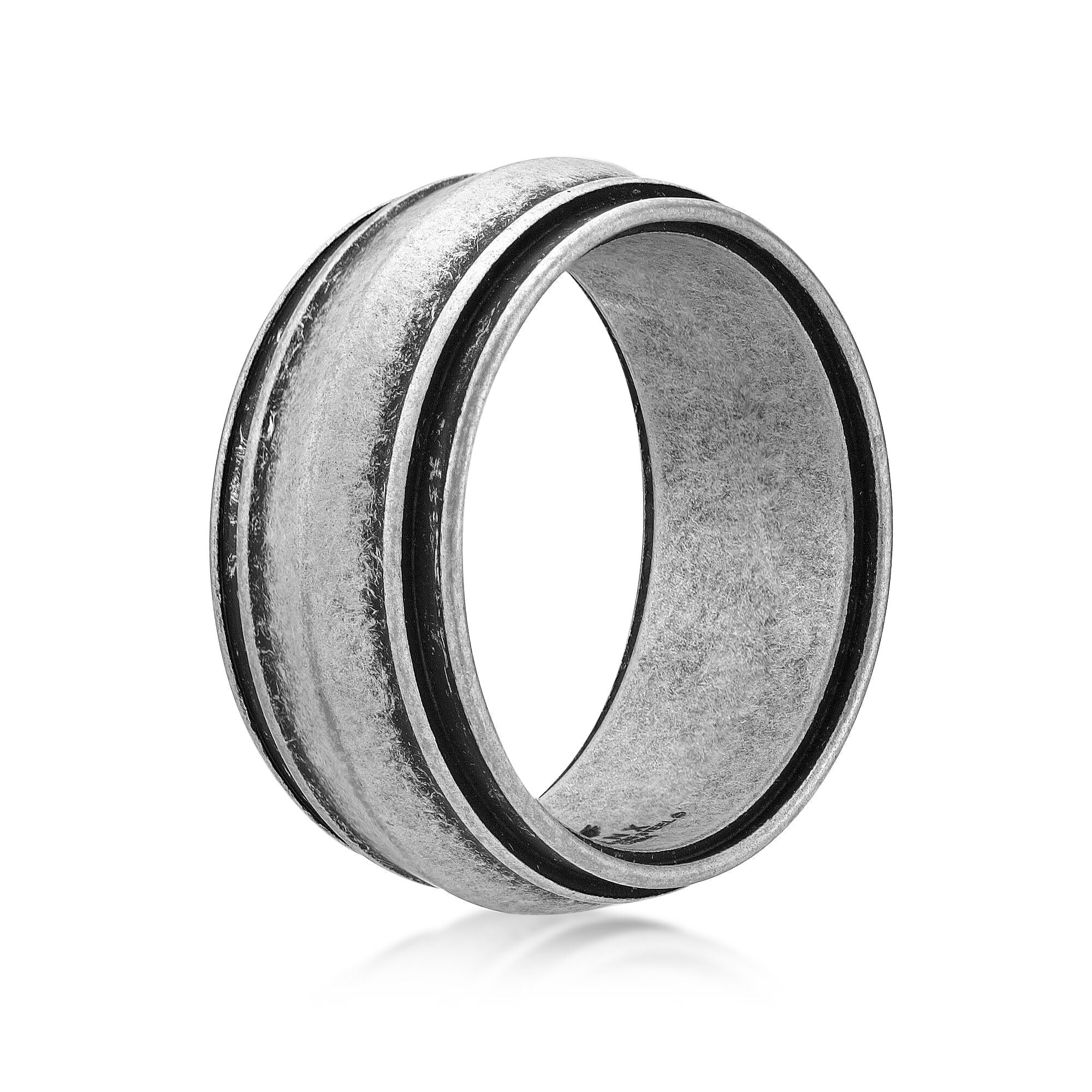 Antique Silver Finish Stainless Steel Ring