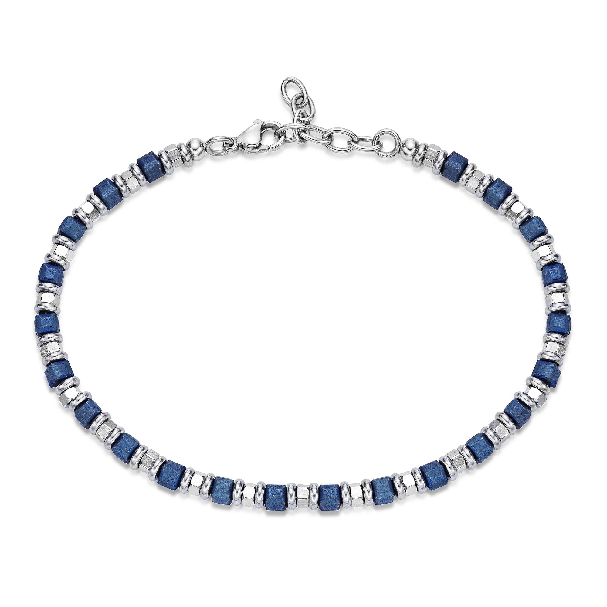 Blue Ion Plated Bead Chain Bracelet