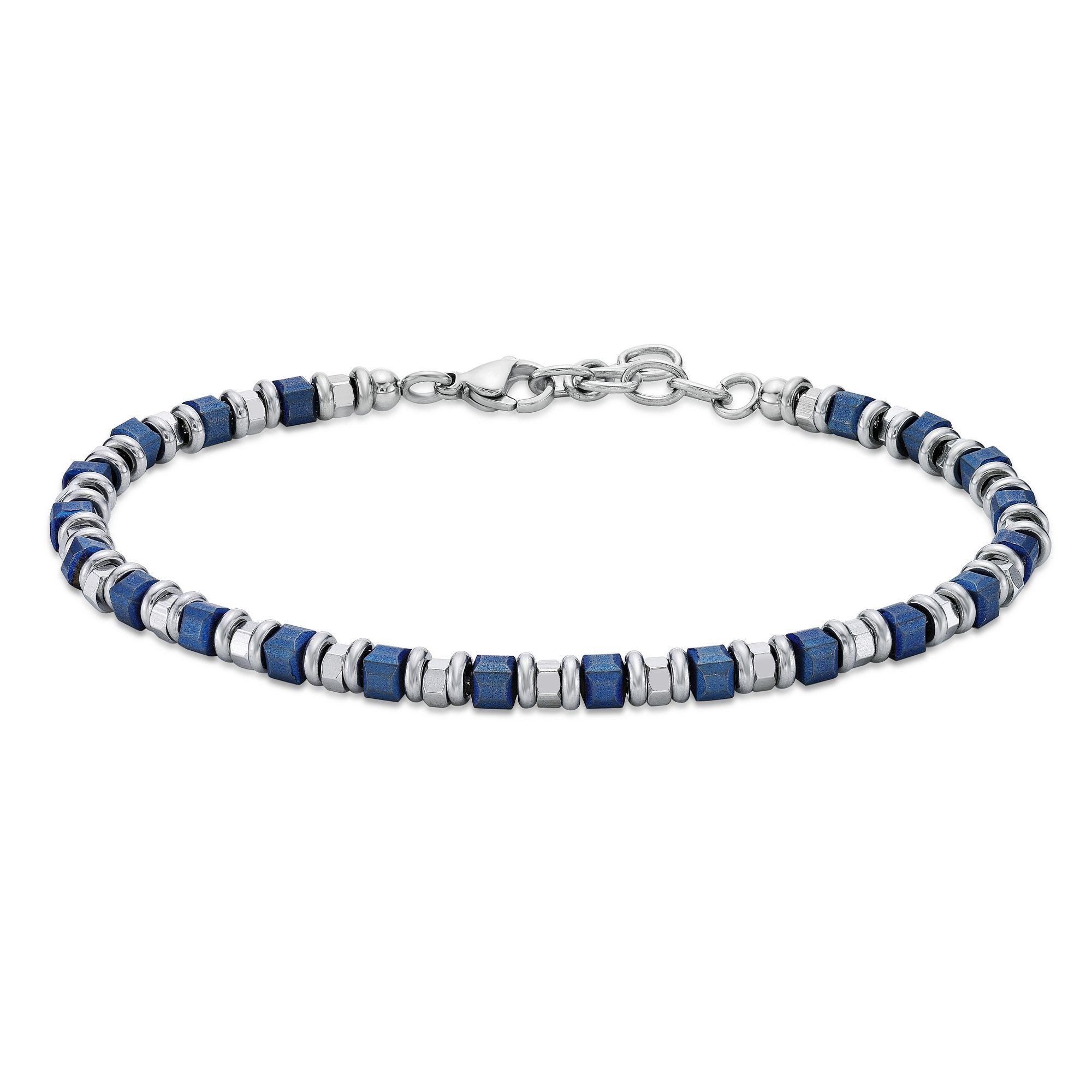 Blue Ion Plated Bead Chain Bracelet