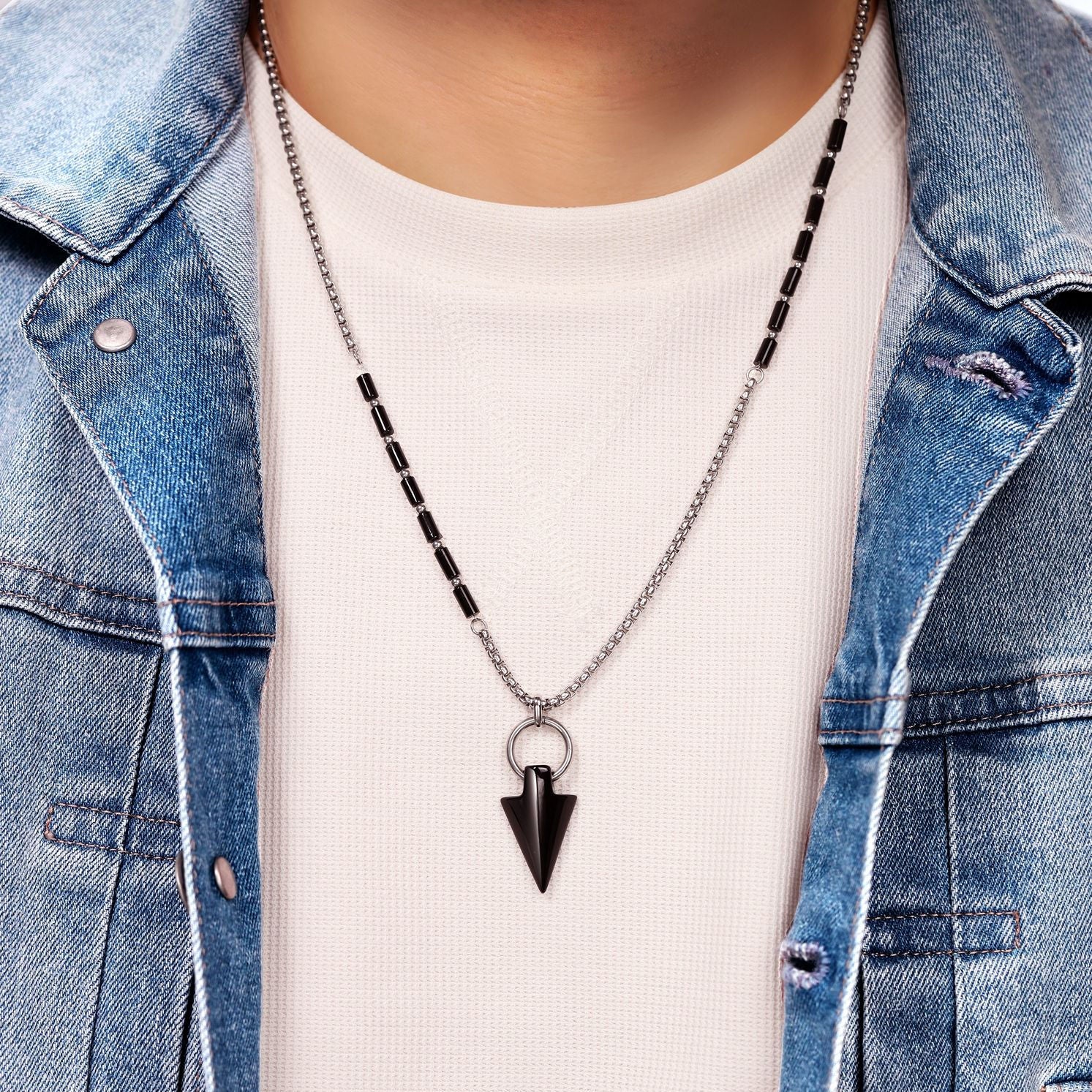 Black Agate Arrow Head Necklace