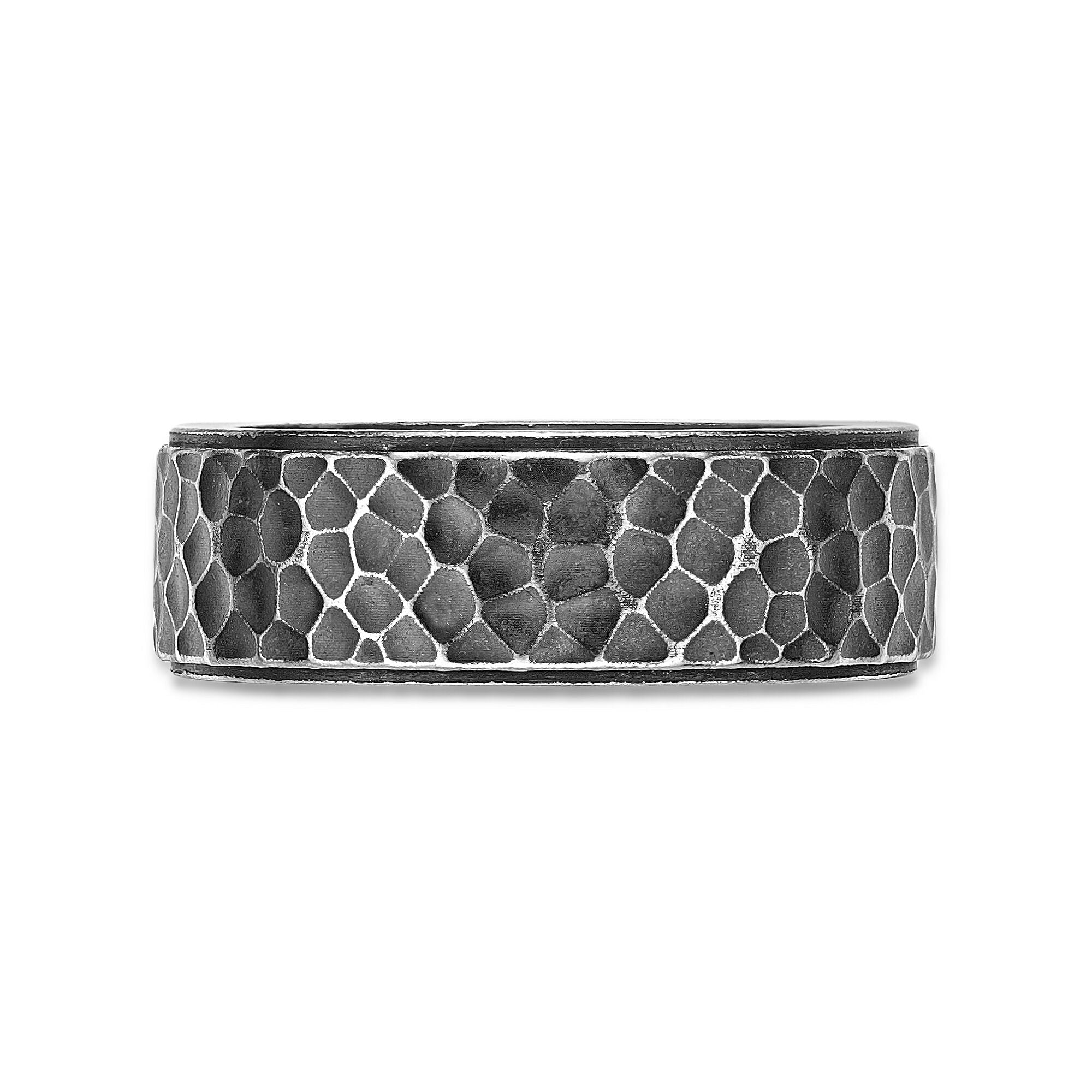 Antique Black Hammered Ring