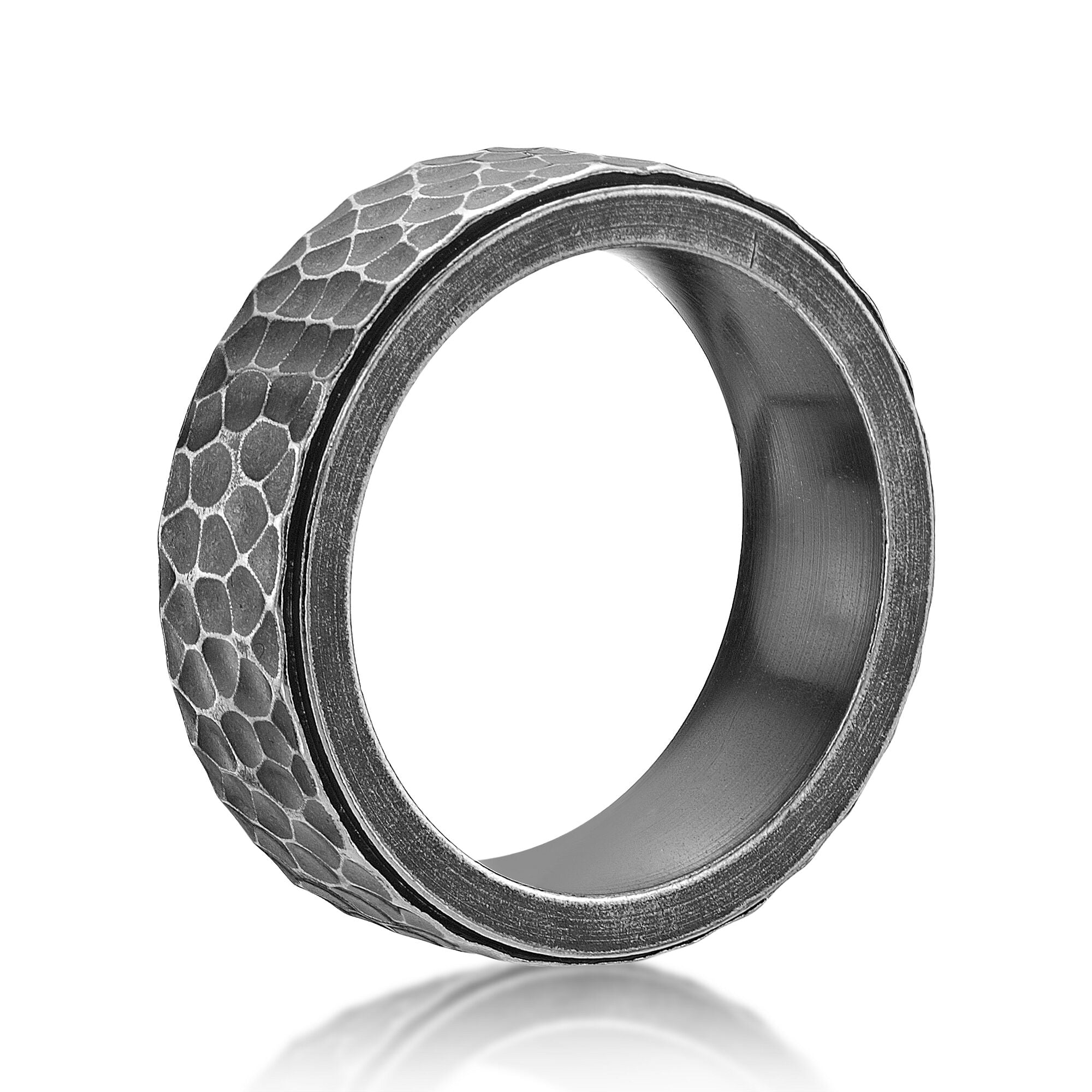 Antique Black Hammered Ring