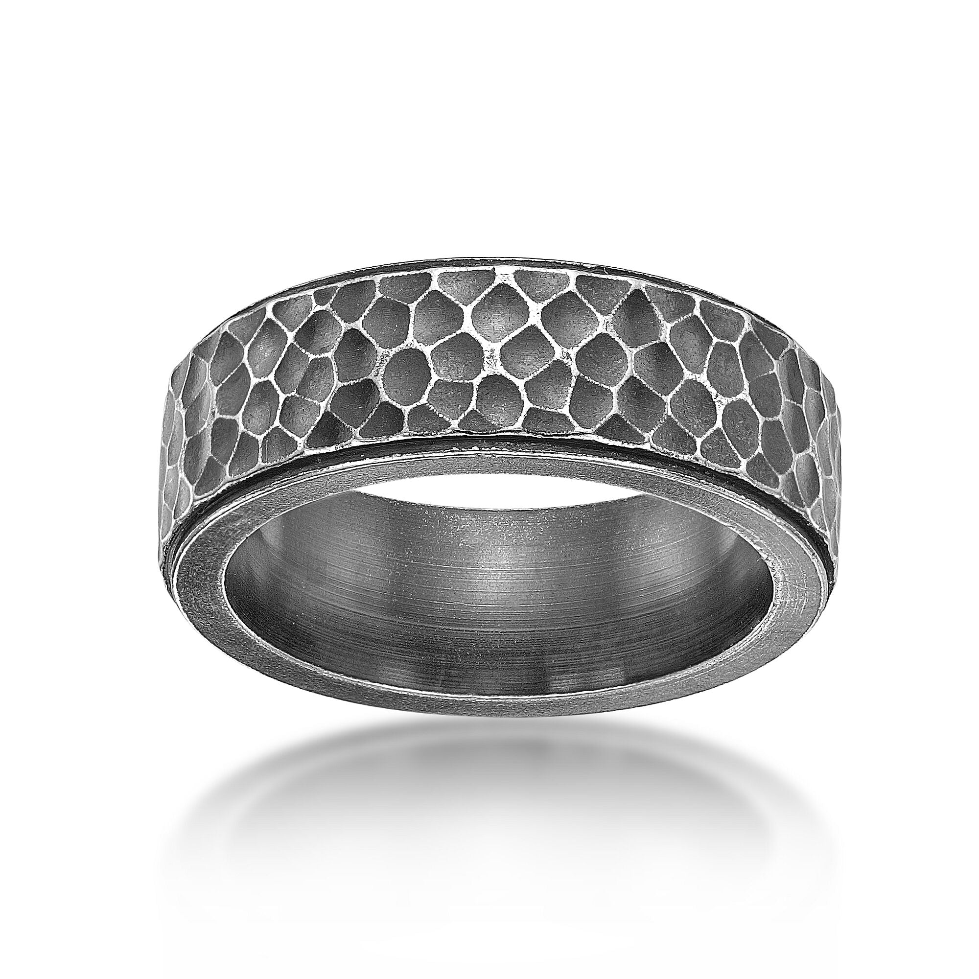 Antique Black Hammered Ring