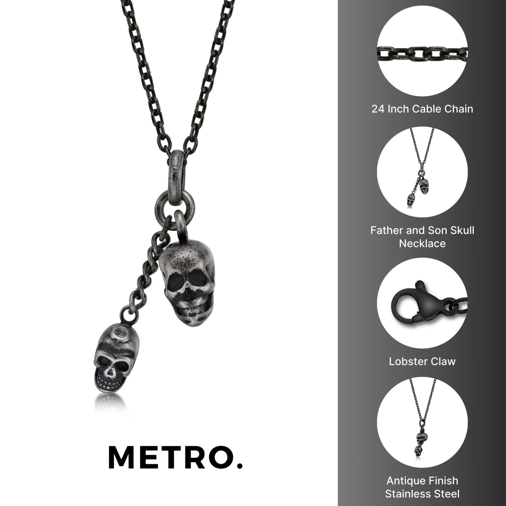 Double Skull Pendant Necklace