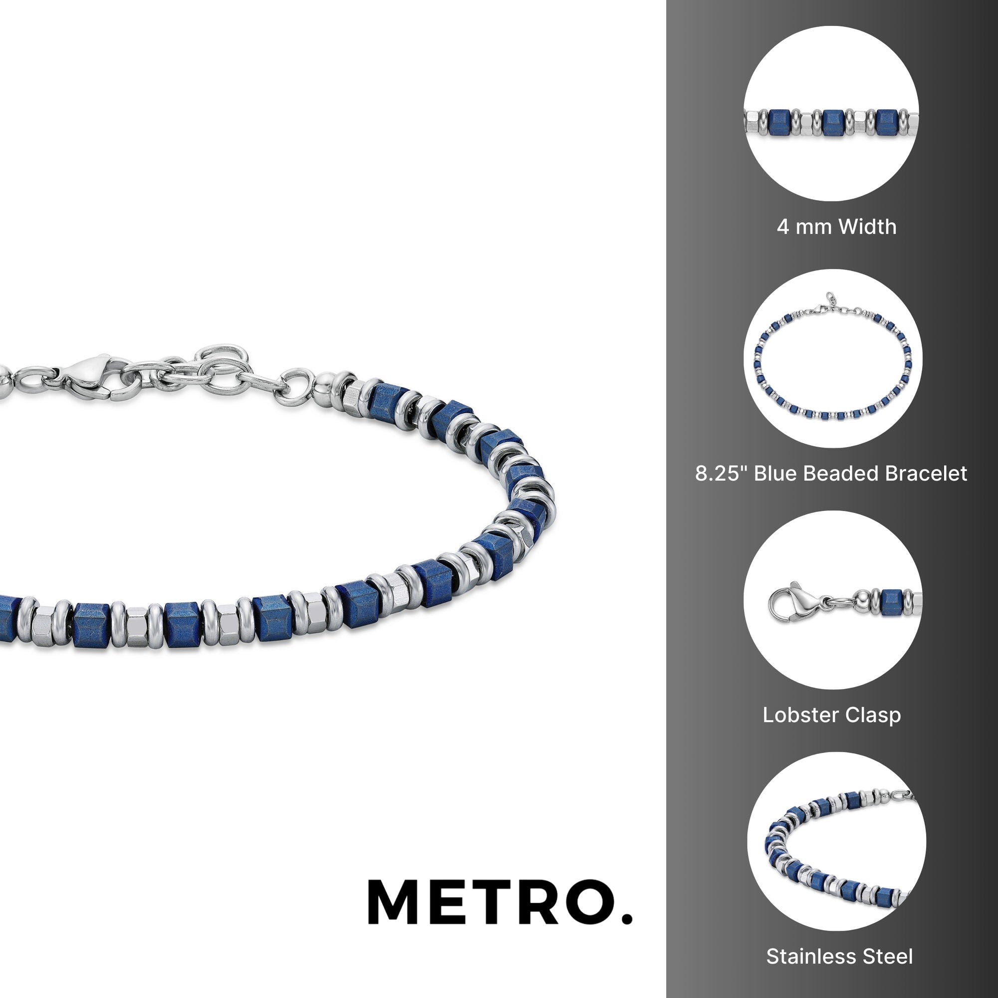 Blue Ion Plated Bead Chain Bracelet