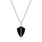Sterling Silver Black Agate Sheild Pendant