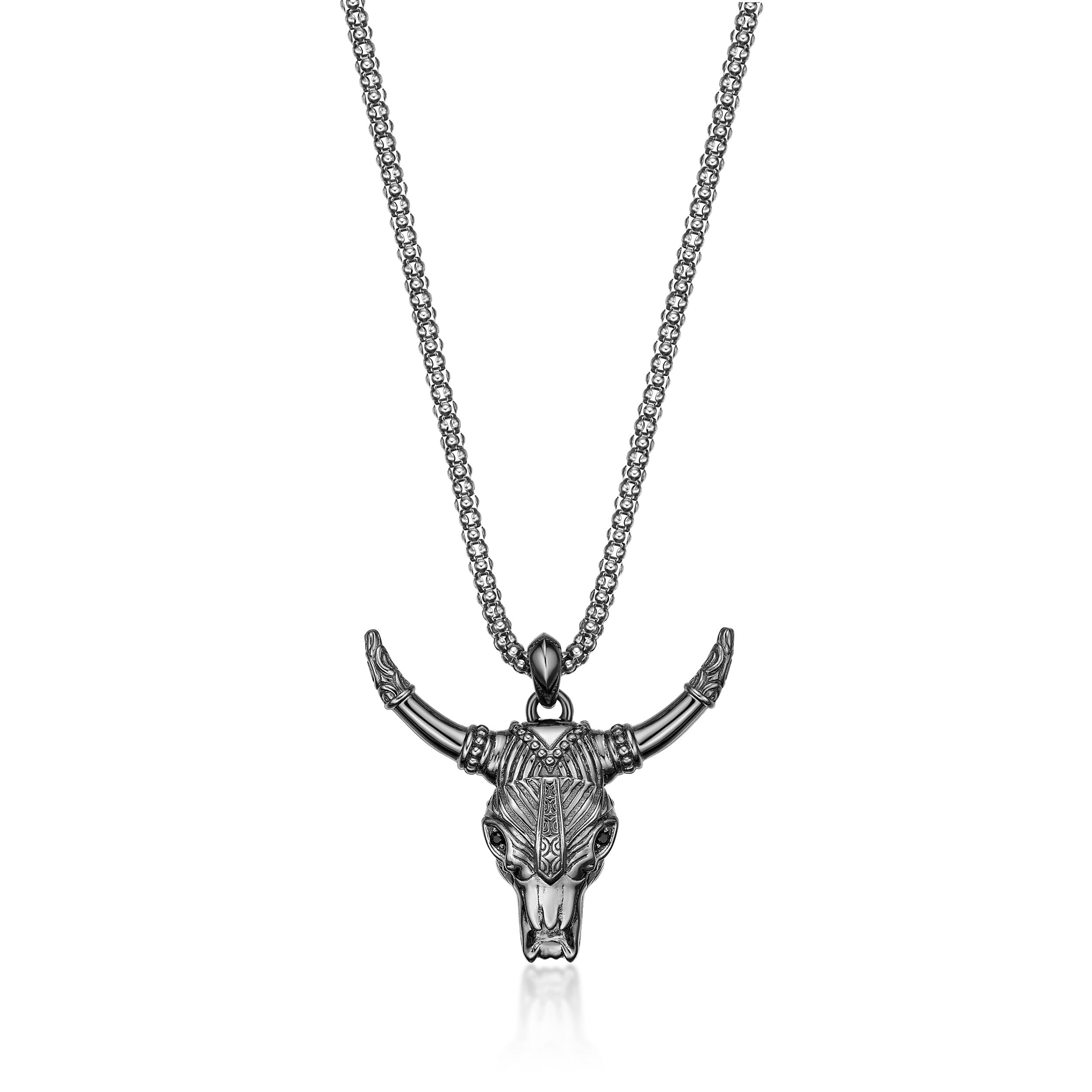 Sterling Silver Bull's Head Pendant