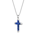 Ridged Cross Pendant in Stainless Steel