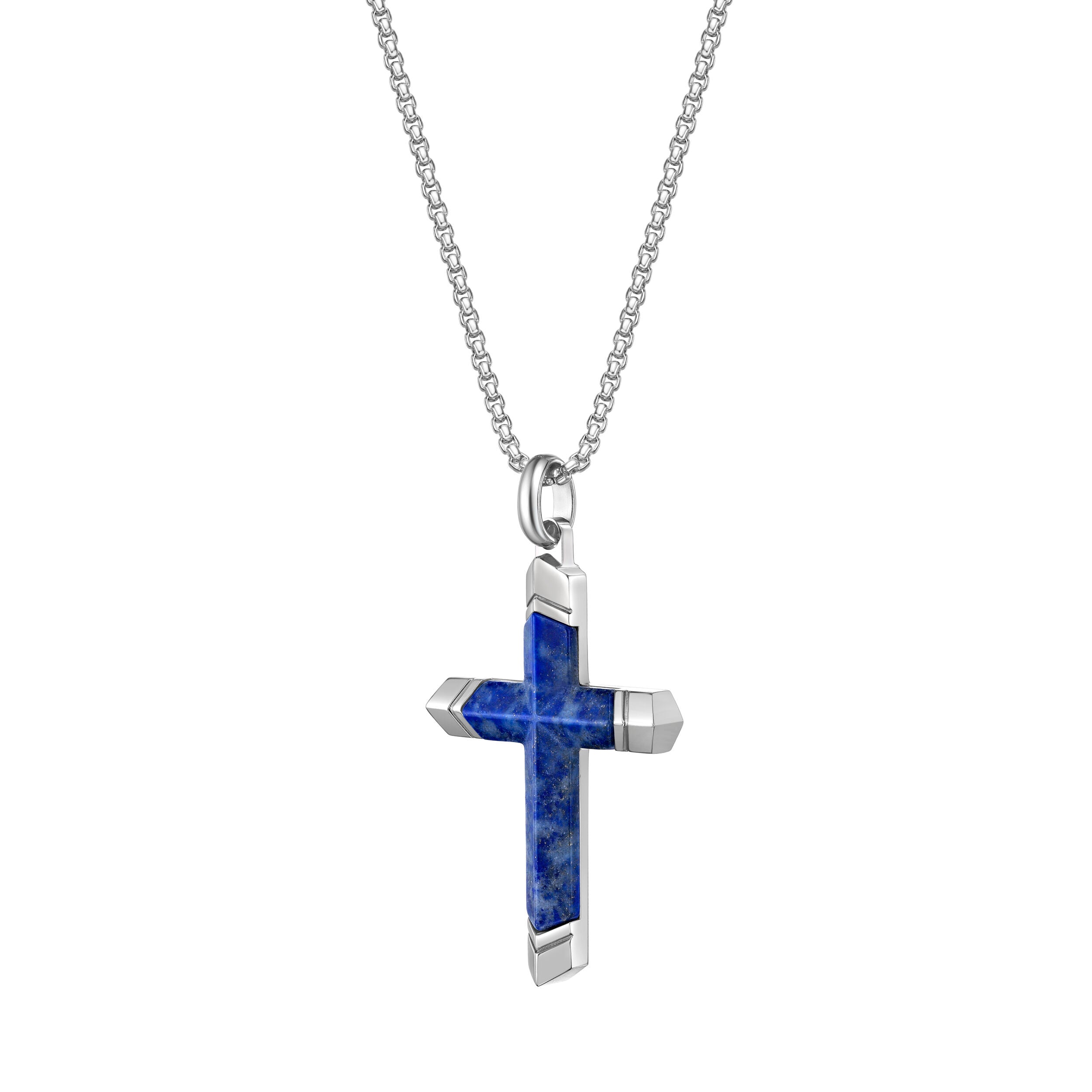 Ridged Cross Pendant in Stainless Steel