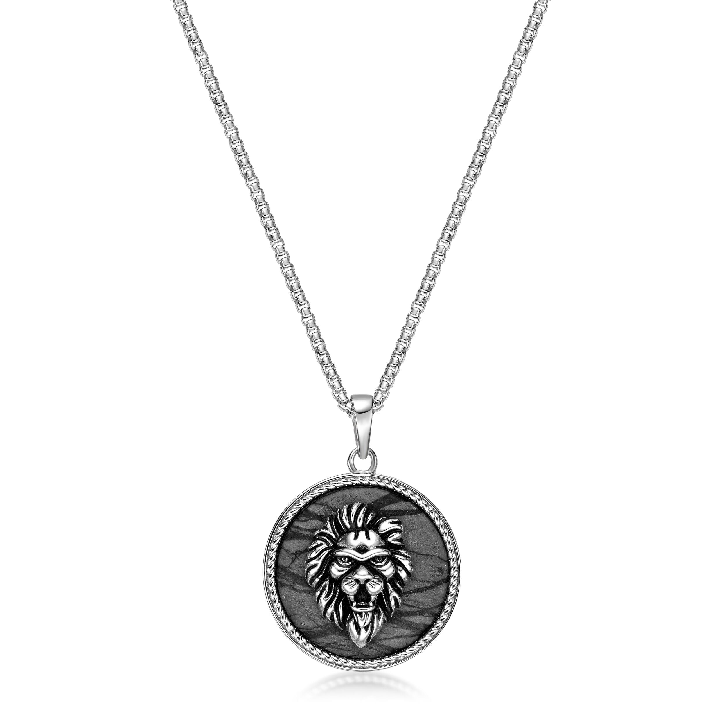 Sterling Silver Lion's Head Medallion Pendant