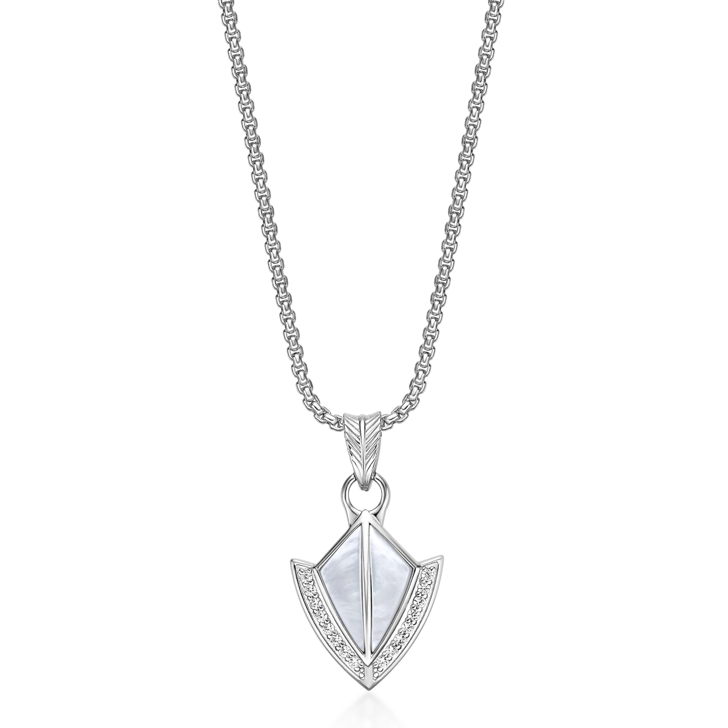 Sterling Silver Mother of Pearl Sheild Pendant