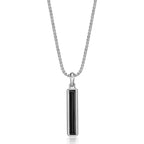 Sterling Silver Black Onyx Rounded Bar Pendant