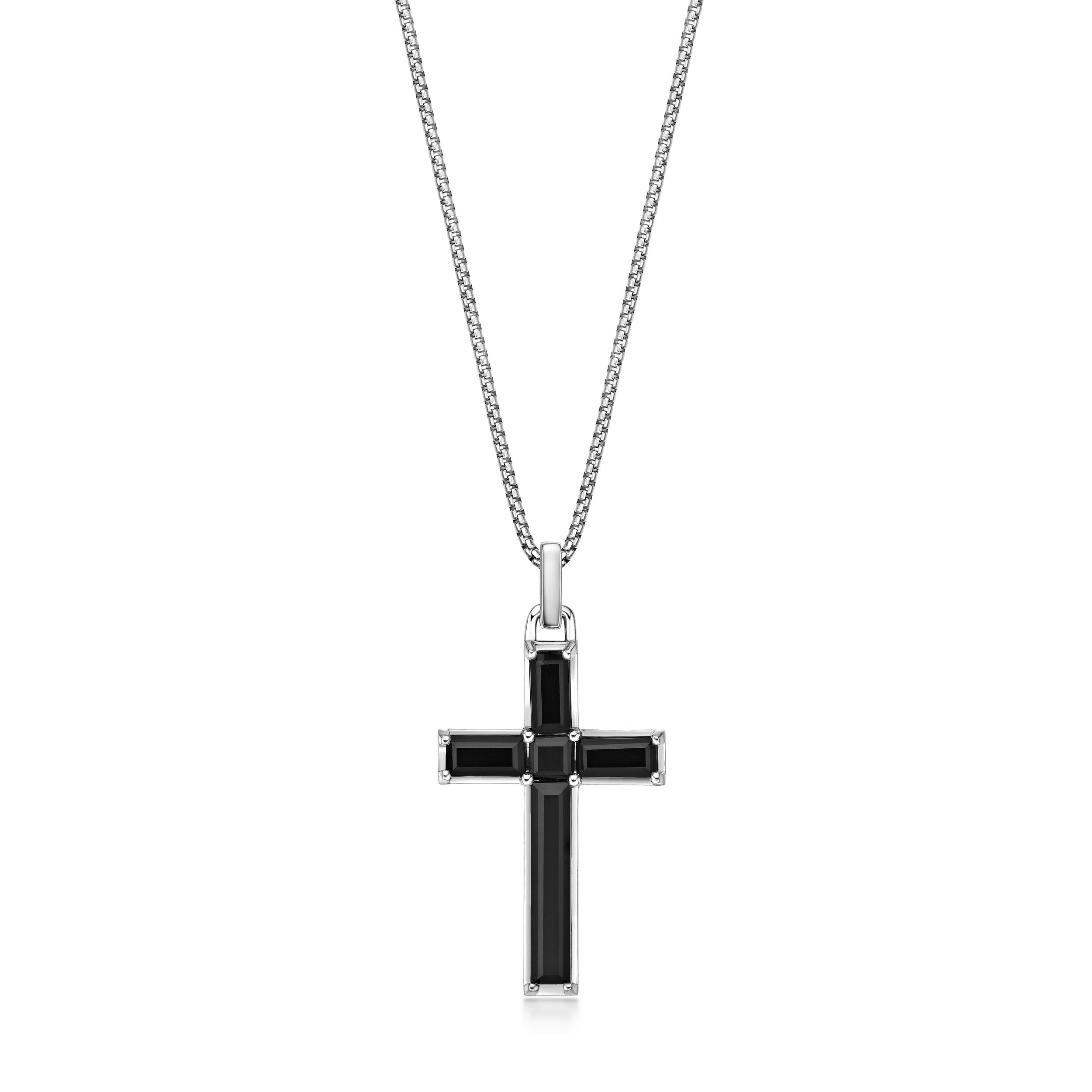 Sterling Silver Black Onyx Cross Pendant