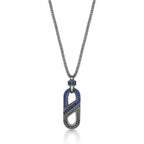 Sterling Silver Paperclip Pendant with Created Sapphire