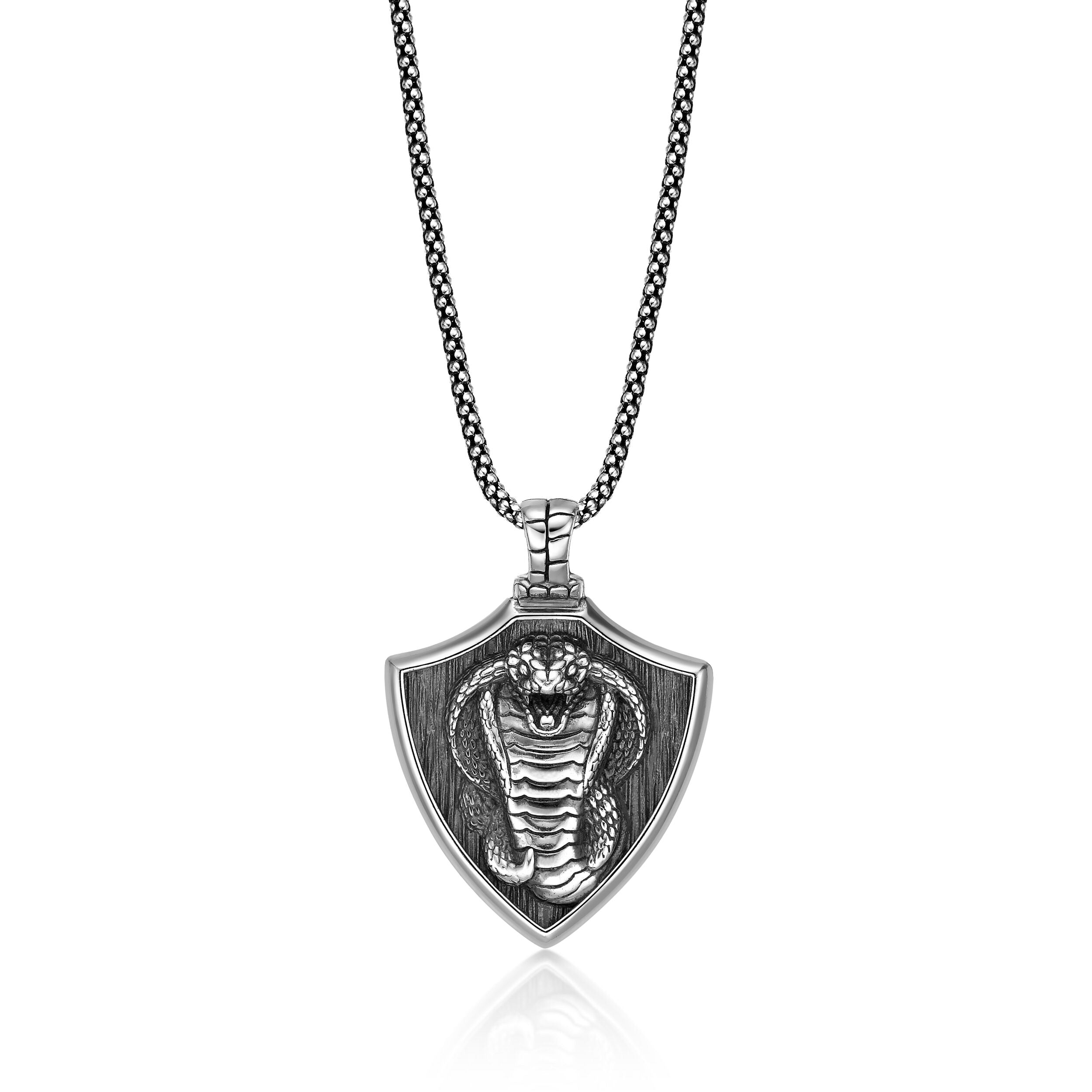 Sterling Silver Snake Shield Pendant