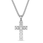Sterling Silver Lab-Grown Diamond Outline Cross Pendant