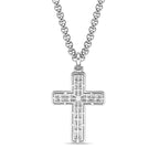 Sterling Silver Lab-Grown Diamond Outline Cross Pendant