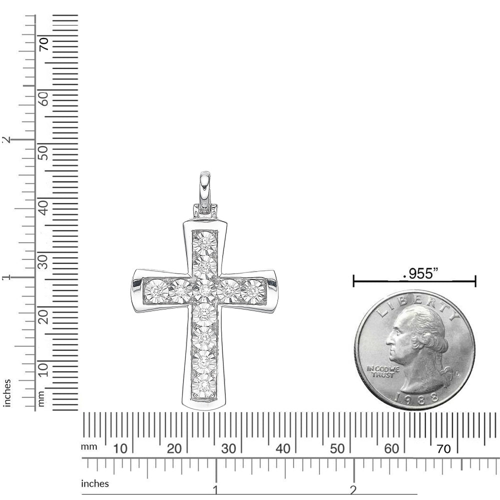 Sterling Silver Lab-Grown Diamond Flared Cross Pendant