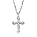 Sterling Silver Lab-Grown Diamond Outline Cross Pendant