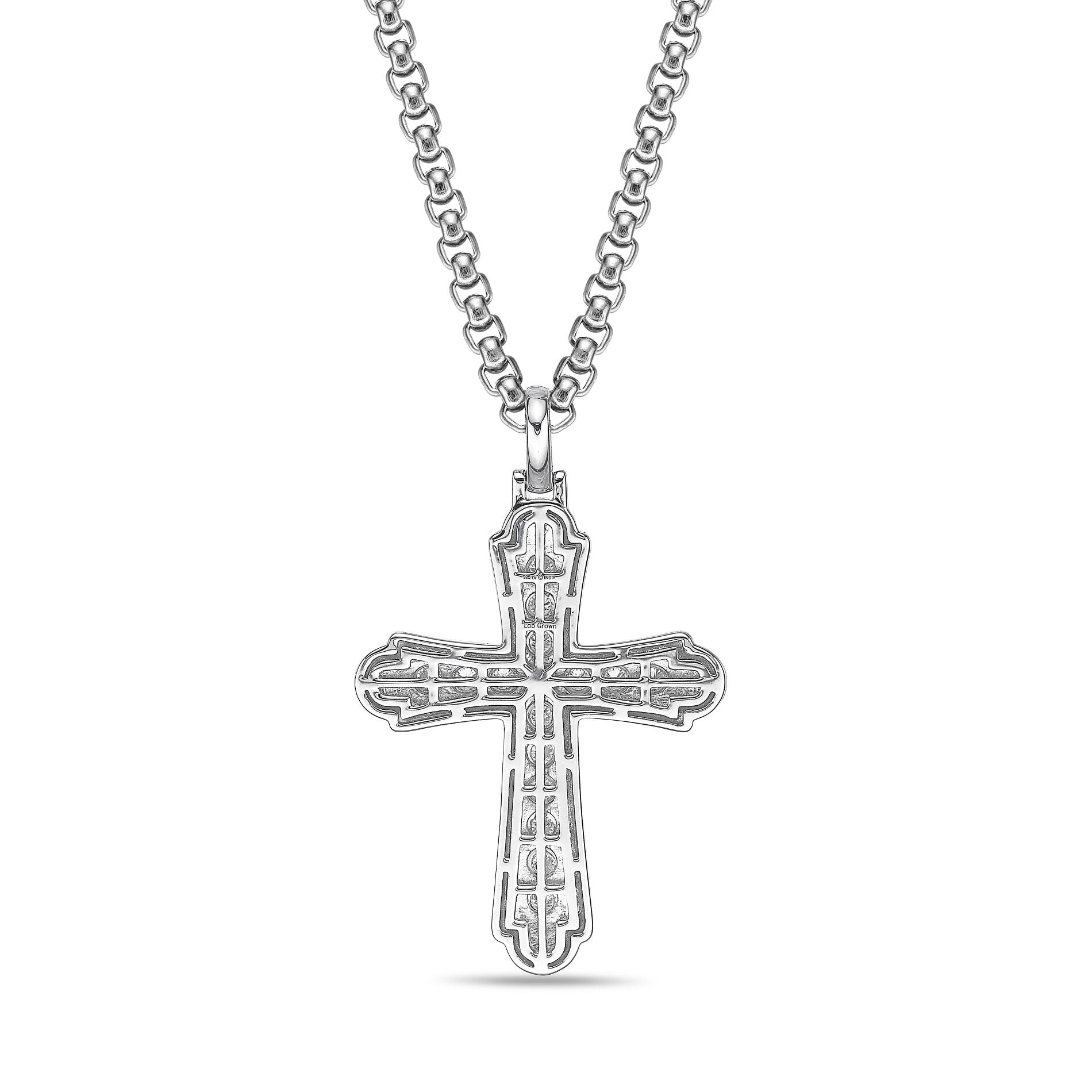 Sterling Silver Lab-Grown Diamond Outline Cross Pendant
