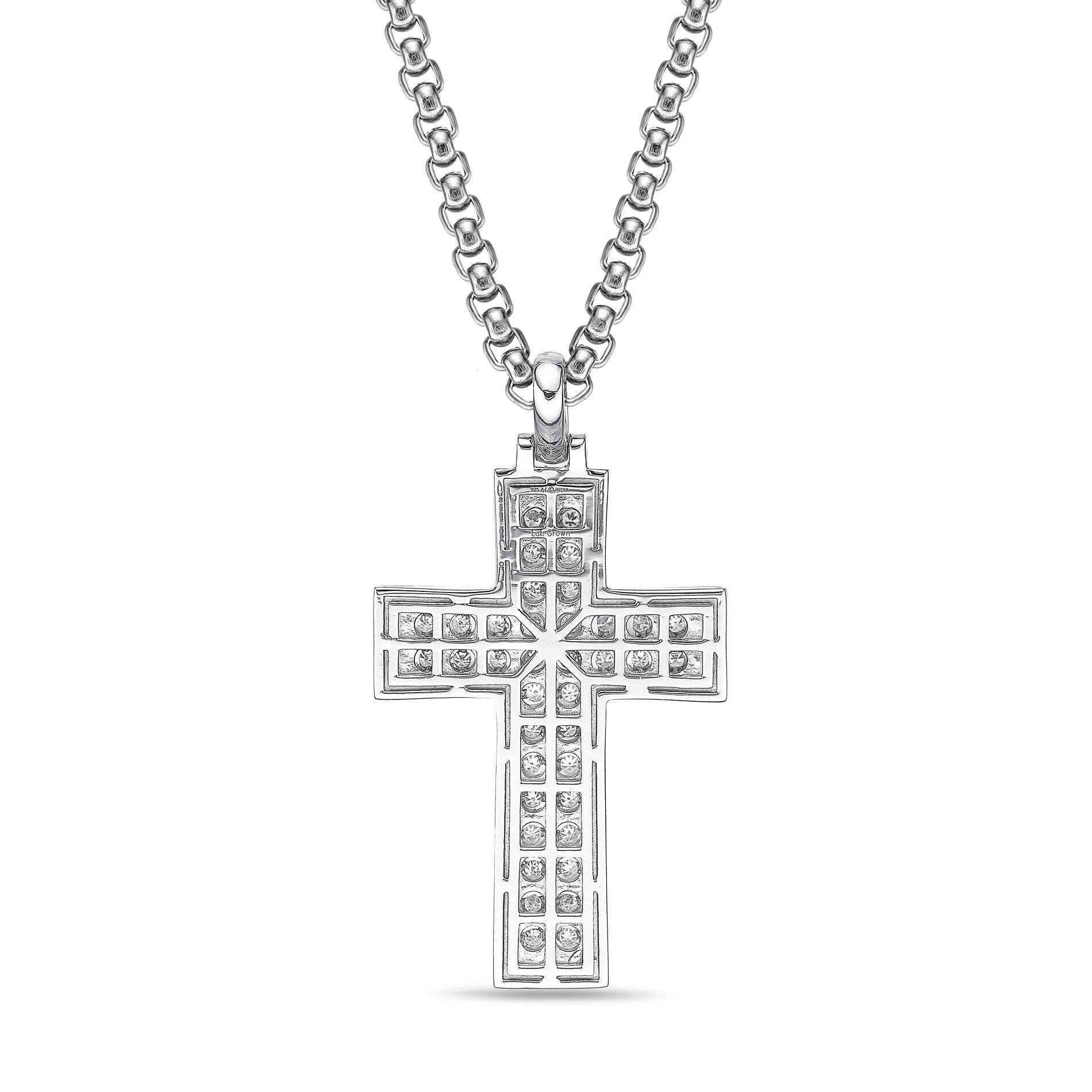 Sterling Silver Lab-Grown Diamond Pavé Cross Pendant