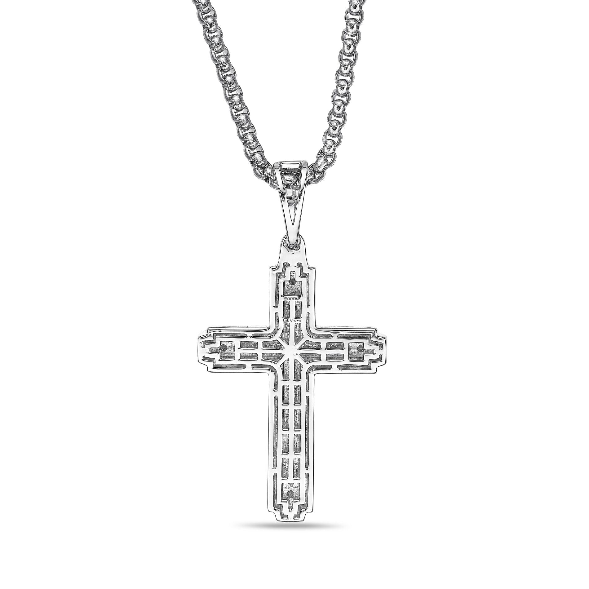 Sterling Silver Lab-Grown Diamond Cross Pendant