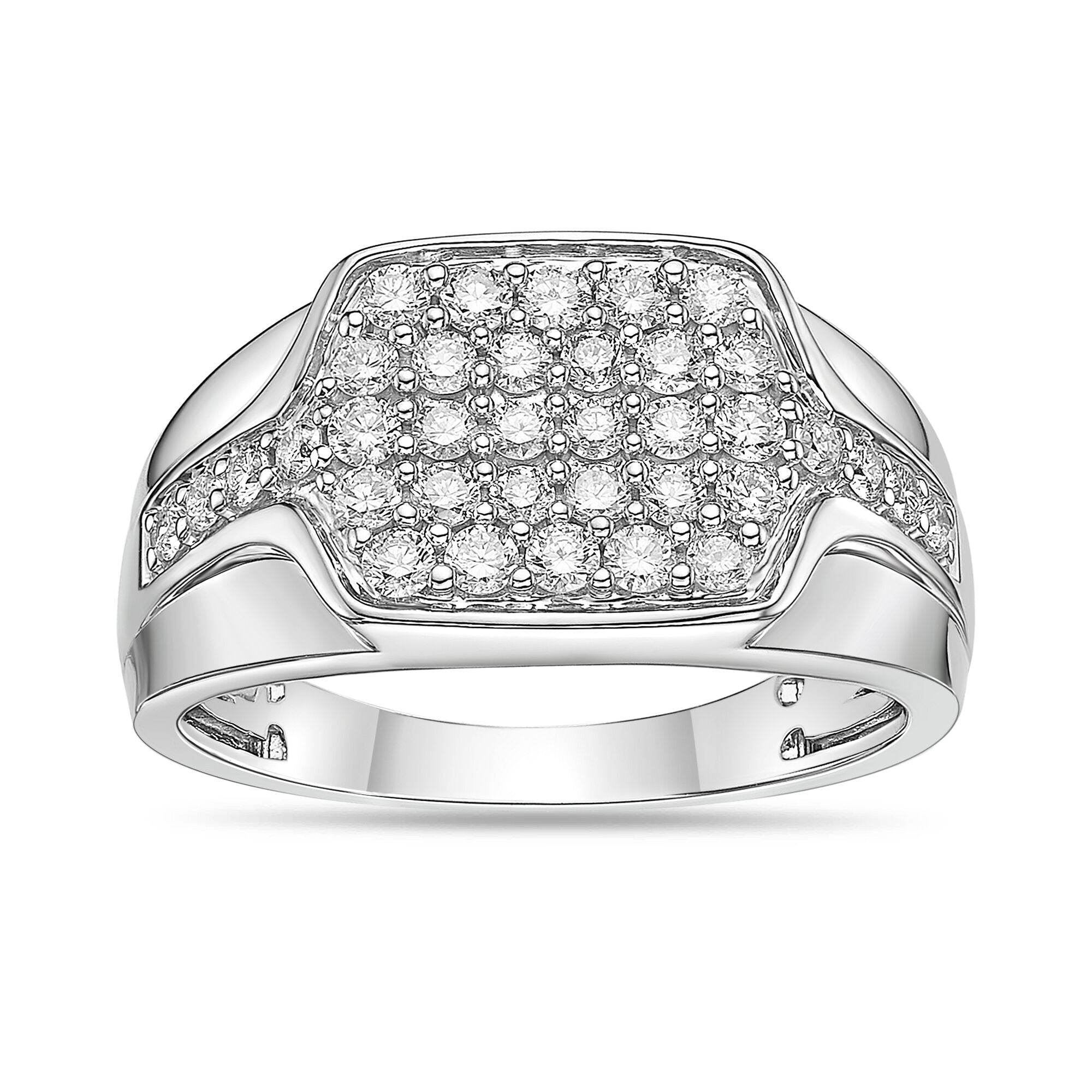 Sterling Silver Lab-Grown Diamond Cushion Cluster Ring