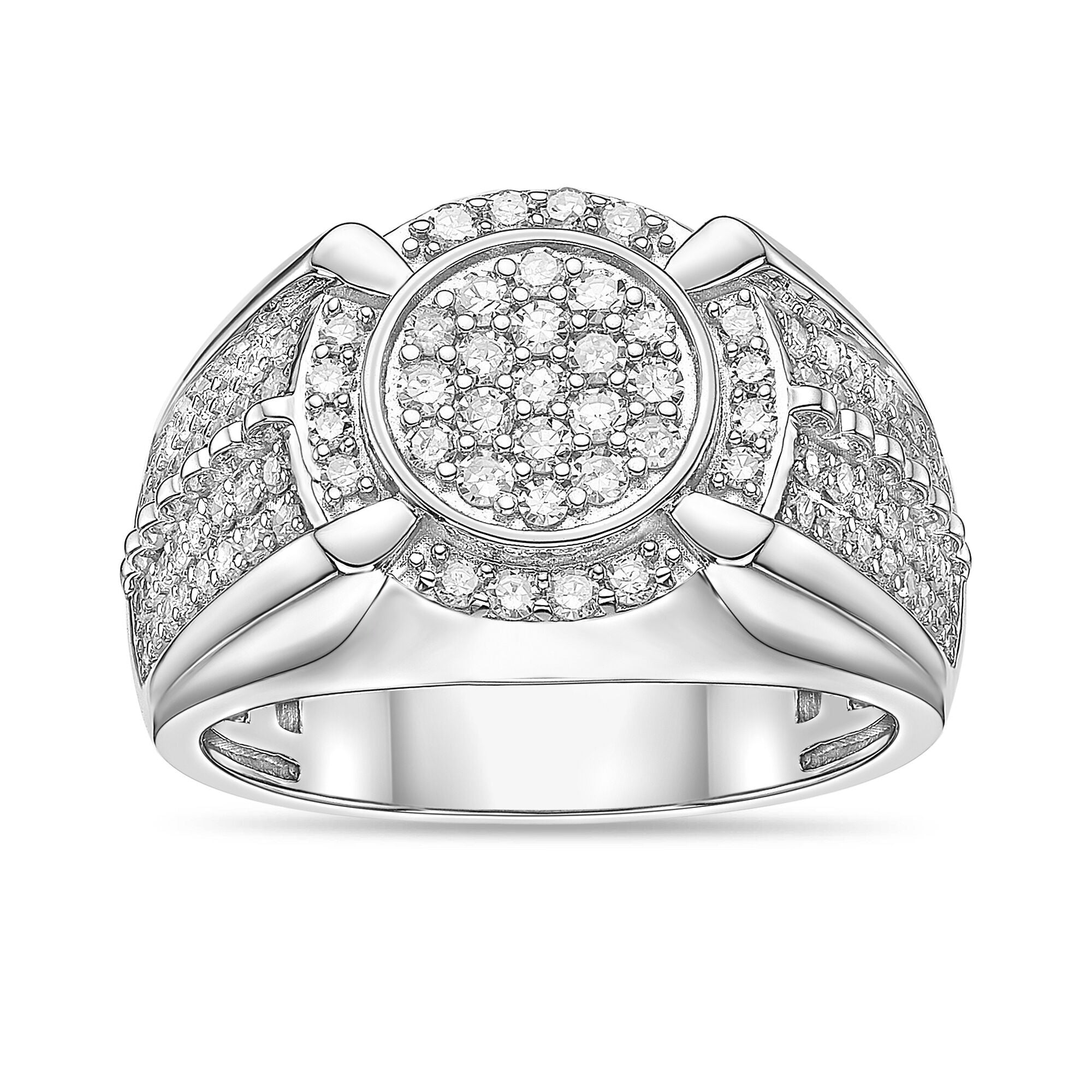 Sterling Silver Lab-Grown Diamond Cluster Ring