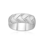 Sterling Silver Created White Sapphire Chevron Ring