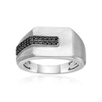 Sterling Silver Black Diamond Signet Ring