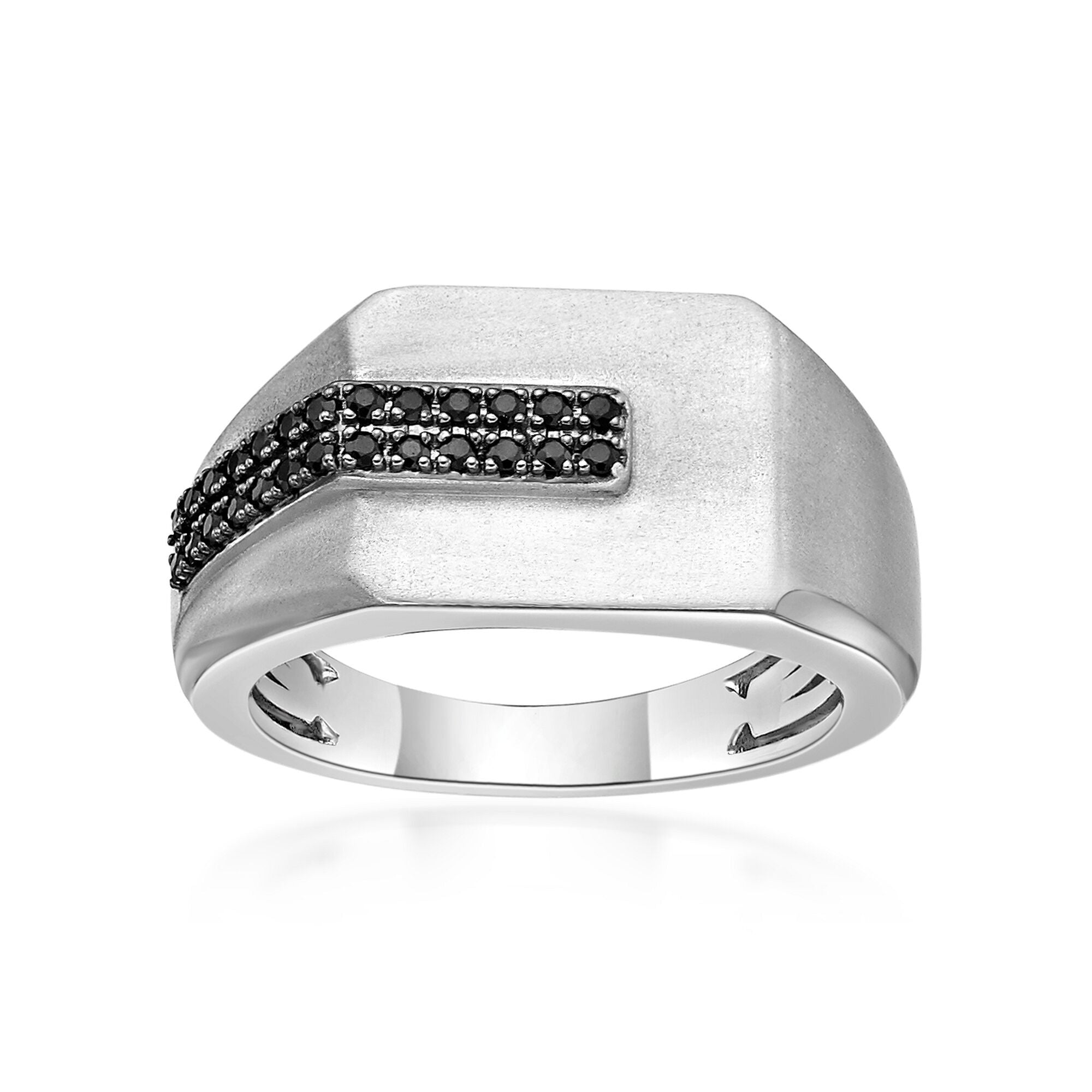 Sterling Silver Black Diamond Signet Ring