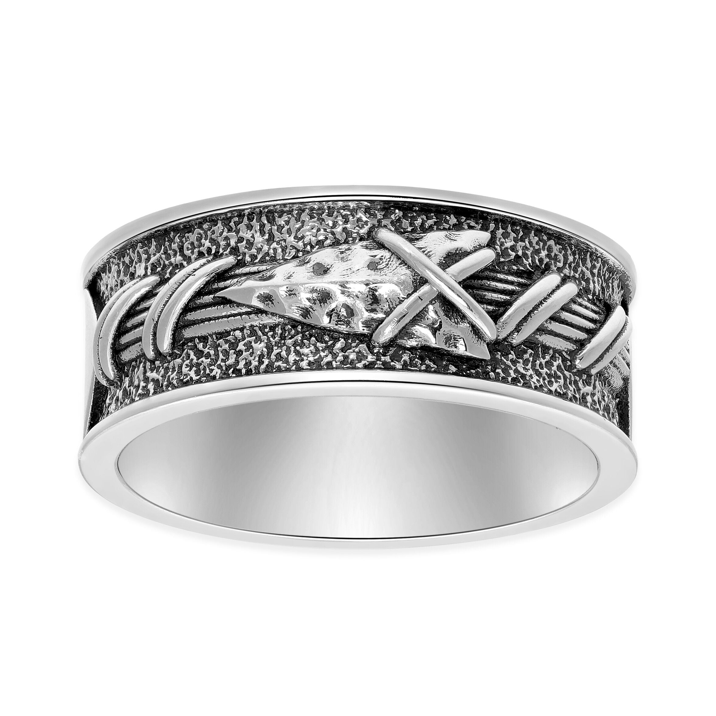 Oxidized Sterling Silver Arrow Band Ring