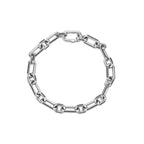 Black Spinel Paperclip Link Bracelet with Caribiner Hook in Sterling Silver, 8.5"