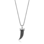 Black Spinel Fang Pendant in Sterling Silver, 24"
