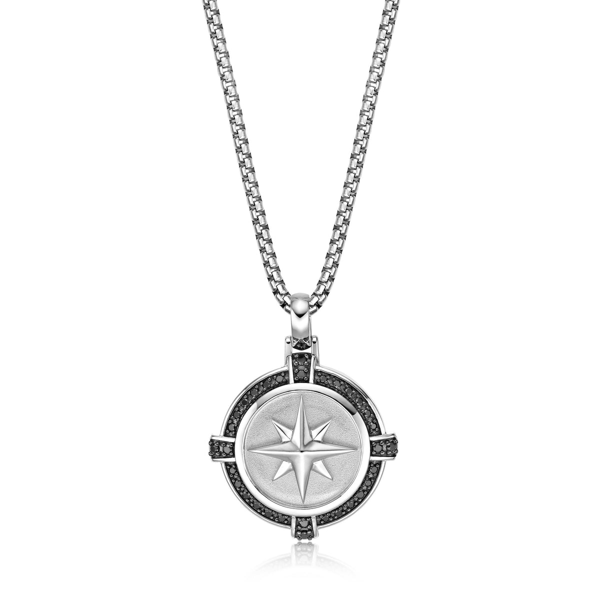 0.34 cttw Black Diamond Medallion Pendant in Yellow Gold Plated Sterling Silver, 24" 