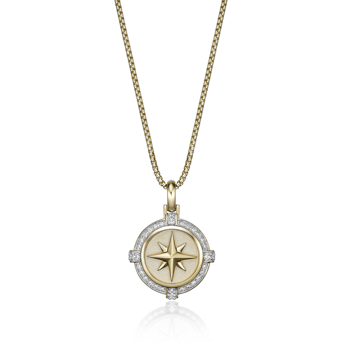 0.34 cttw Natural Diamond Medallion Pendant in Yellow Gold Plated Sterling Silver, 24" 
