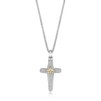 0.49 cttw Natural Diamond Cross Pendant in Sterling Silver, 24" 