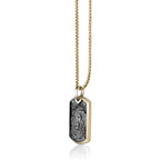 Lion's Head Dog Tag Pendant with 0.018 cttw Black Diamonds in Yellow Gold Plated Sterling Silver, 24"