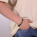 Brown Leather Bracelet with Tiger Eye Bar in Sterling Silver, 8.5"